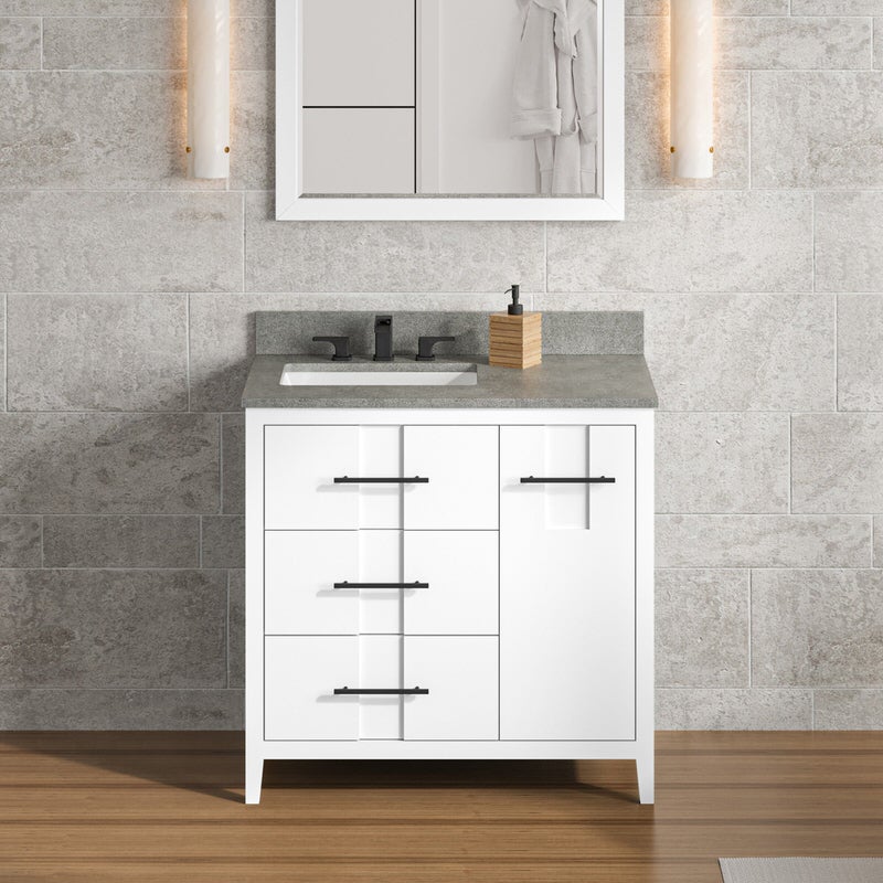 Jeffrey Alexander Katara 36-inch Single Bathroom Vanity with Top - SKU VKITKAT36WHSGR | Home Luxury USA