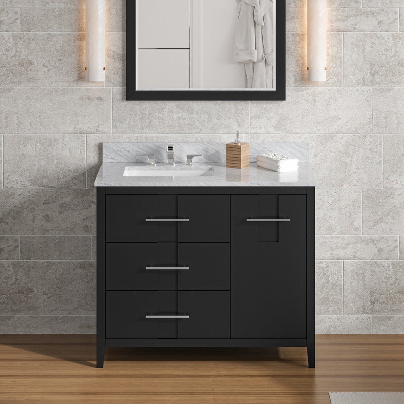 Jeffrey Alexander Katara 42-inch Single Bathroom Vanity with Top - SKU VKITKAT42BKWCR | Home Luxury USA