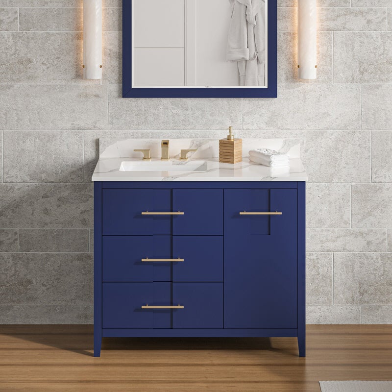 Jeffrey Alexander Katara 42-inch Single Bathroom Vanity with Top - SKU VKITKAT42BLCQR | Home Luxury USA