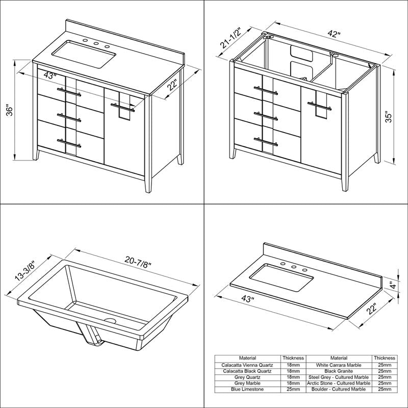 Jeffrey Alexander Katara 42-inch Single Bathroom Vanity with Top - SKU VKITKAT42BKBGR | Home Luxury USA