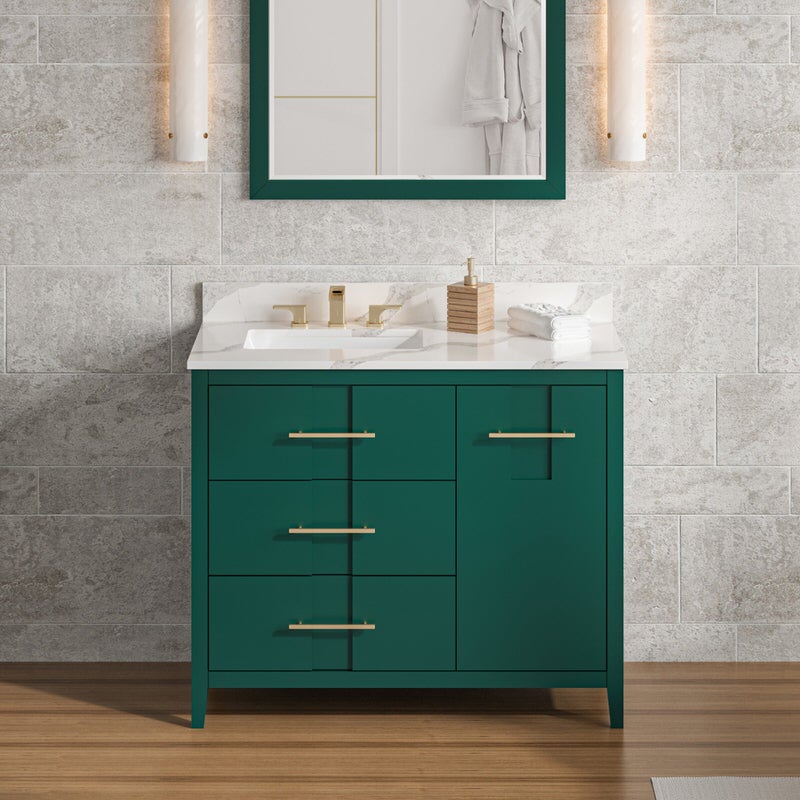 Jeffrey Alexander Katara 42-inch Single Bathroom Vanity with Top - SKU VKITKAT42GNCQR | Home Luxury USA