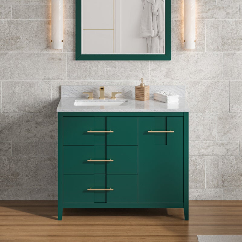 Jeffrey Alexander Katara 42-inch Single Bathroom Vanity with Top - SKU VKITKAT42GNWCR | Home Luxury USA