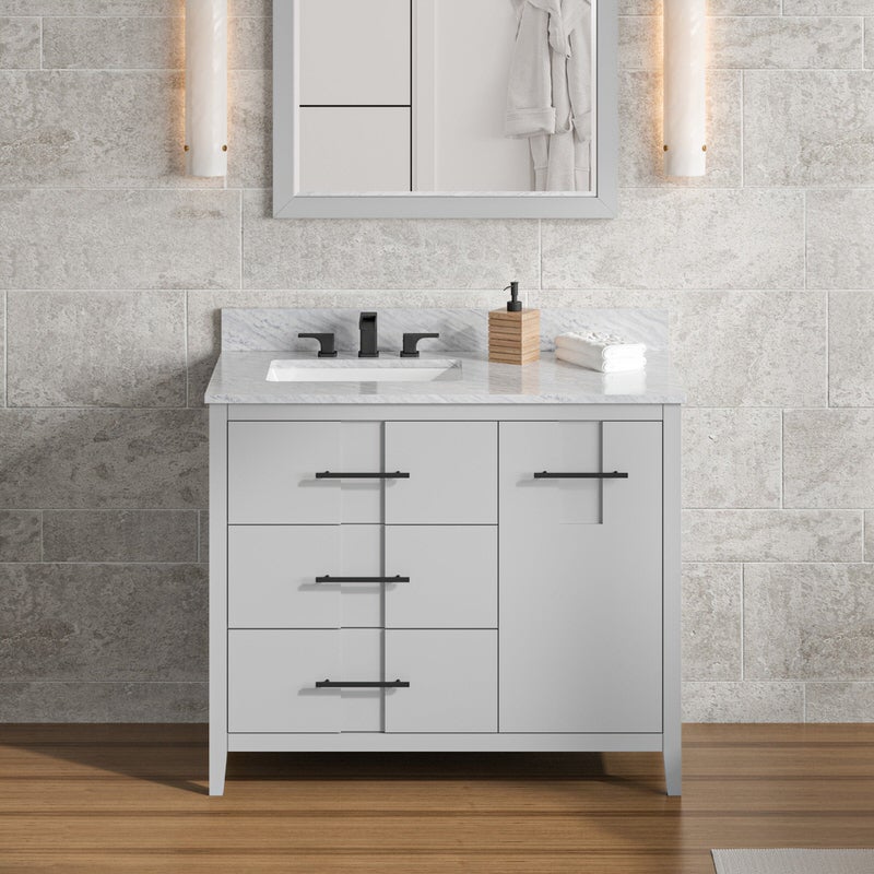 Jeffrey Alexander Katara 42-inch Single Bathroom Vanity with Top - SKU VKITKAT42GRWCR | Home Luxury USA