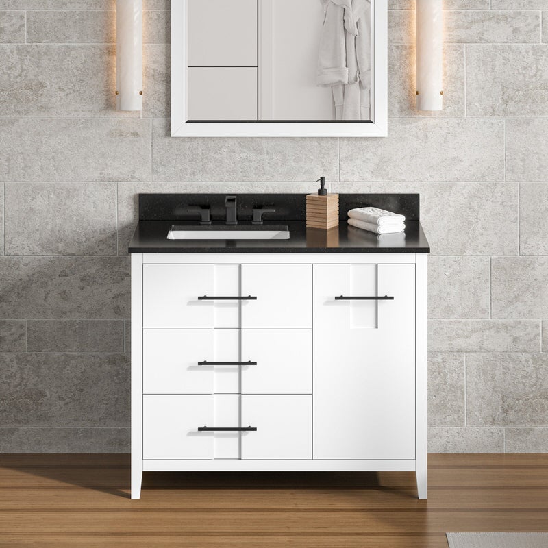 Jeffrey Alexander Katara 42-inch Single Bathroom Vanity with Top - SKU VKITKAT42WHBGR | Home Luxury USA