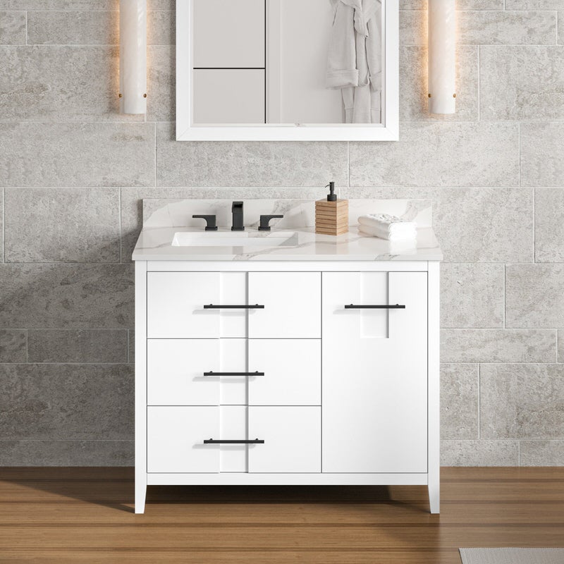 Jeffrey Alexander Katara 42-inch Single Bathroom Vanity with Top - SKU VKITKAT42WHCQR | Home Luxury USA