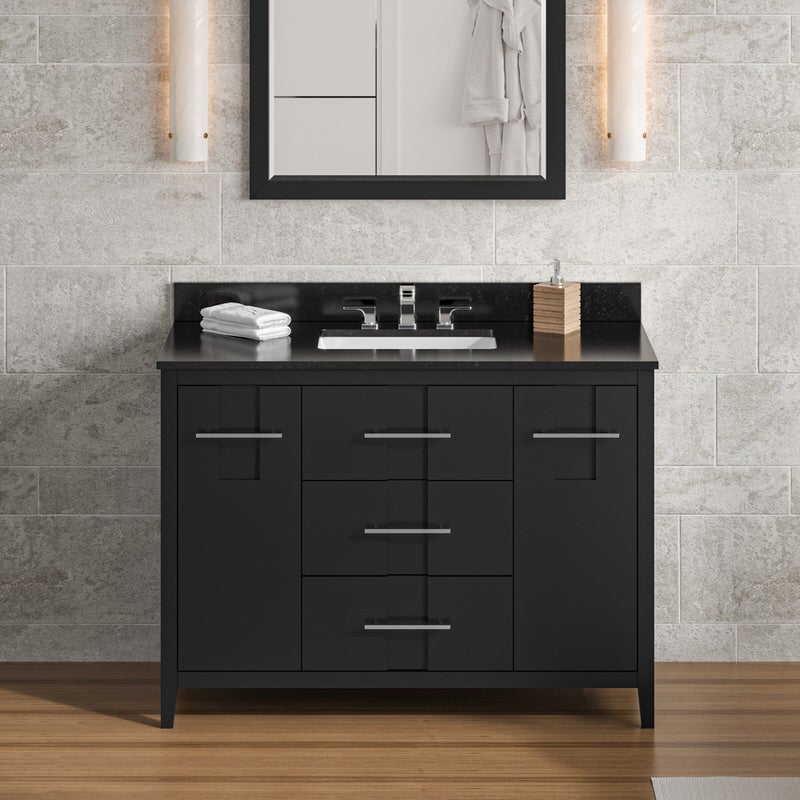 Jeffrey Alexander Katara 48-inch Single Bathroom Vanity with Top - SKU VKITKAT48BKBGR | Home Luxury USA