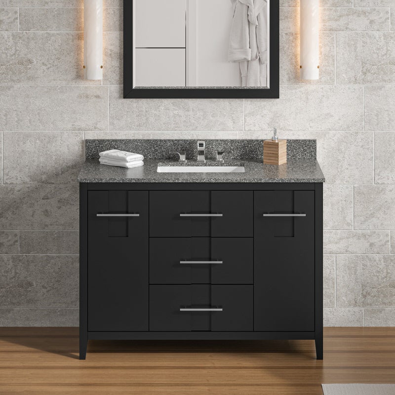 Jeffrey Alexander Katara 48-inch Single Bathroom Vanity with Top - SKU VKITKAT48BKBOR | Home Luxury USA