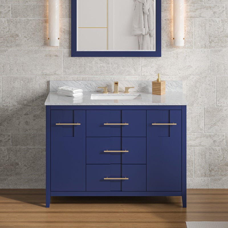 Jeffrey Alexander Katara 48-inch Single Bathroom Vanity with Top - SKU VKITKAT48BLWCR | Home Luxury USA