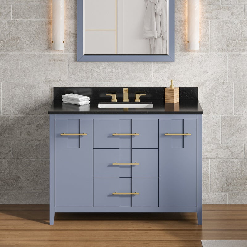 Jeffrey Alexander Katara 48-inch Single Bathroom Vanity with Top - SKU VKITKAT48BSBGR | Home Luxury USA