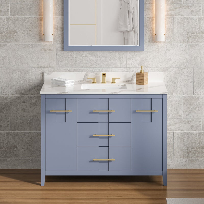 Jeffrey Alexander Katara 48-inch Single Bathroom Vanity with Top - SKU VKITKAT48BSCQR | Home Luxury USA