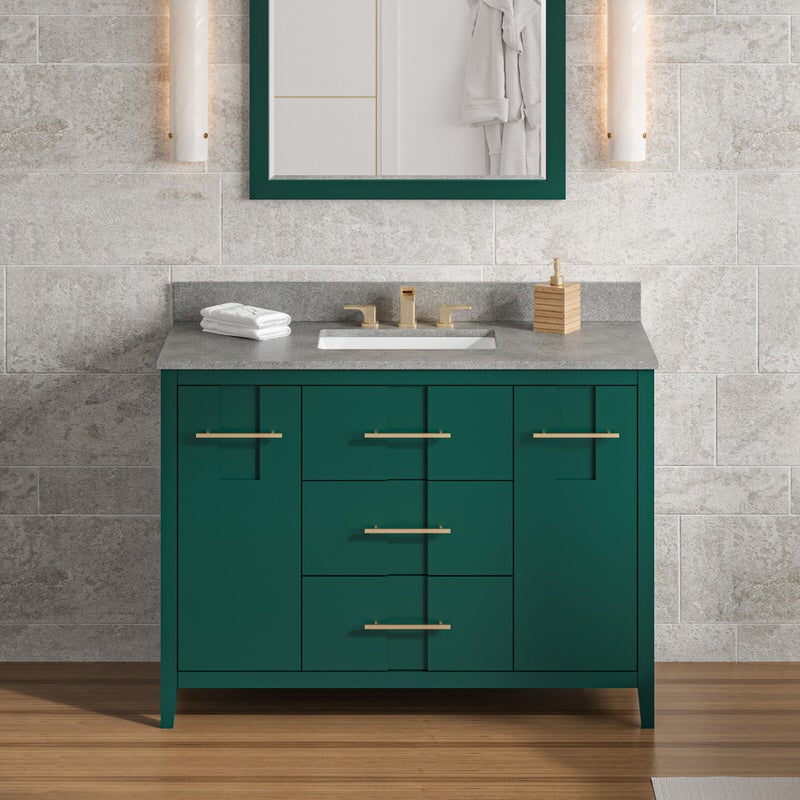 Jeffrey Alexander Katara 48-inch Single Bathroom Vanity with Top - SKU VKITKAT48GNSGR | Home Luxury USA