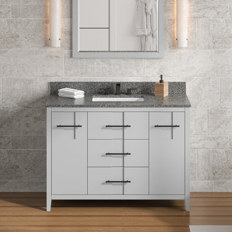 Jeffrey Alexander Katara 48-inch Single Bathroom Vanity with Top - SKU VKITKAT48GRBOR | Home Luxury USA