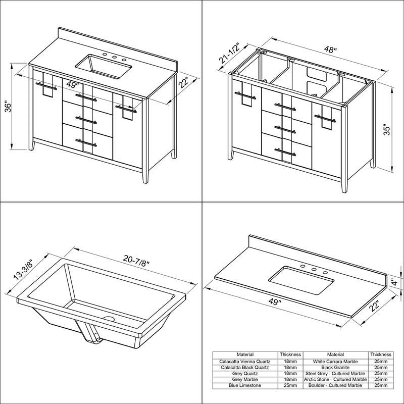 Jeffrey Alexander Katara 48-inch Single Bathroom Vanity with Top - SKU VKITKAT48BKBGR | Home Luxury USA