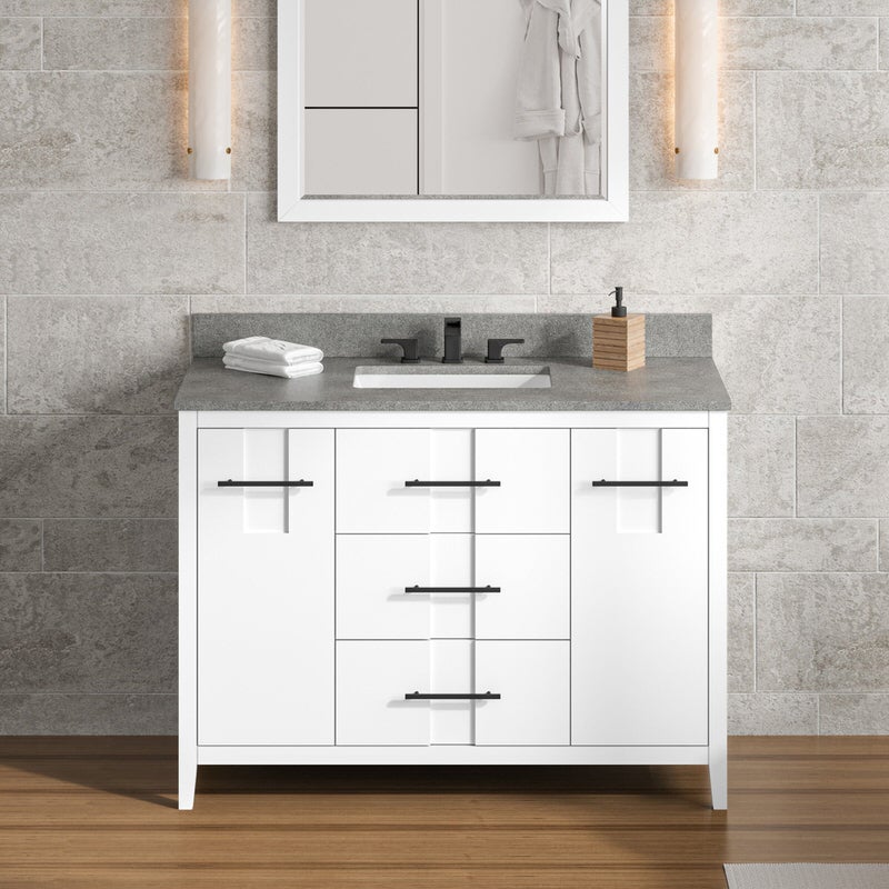 Jeffrey Alexander Katara 48-inch Single Bathroom Vanity with Top - SKU VKITKAT48WHSGR | Home Luxury USA