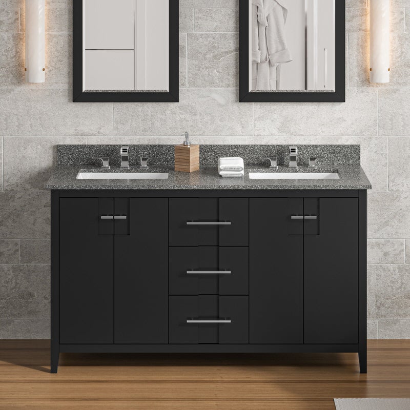 Jeffrey Alexander Katara 60-inch Double Bathroom Vanity with Top - SKU VKITKAT60BKBOR | Home Luxury USA