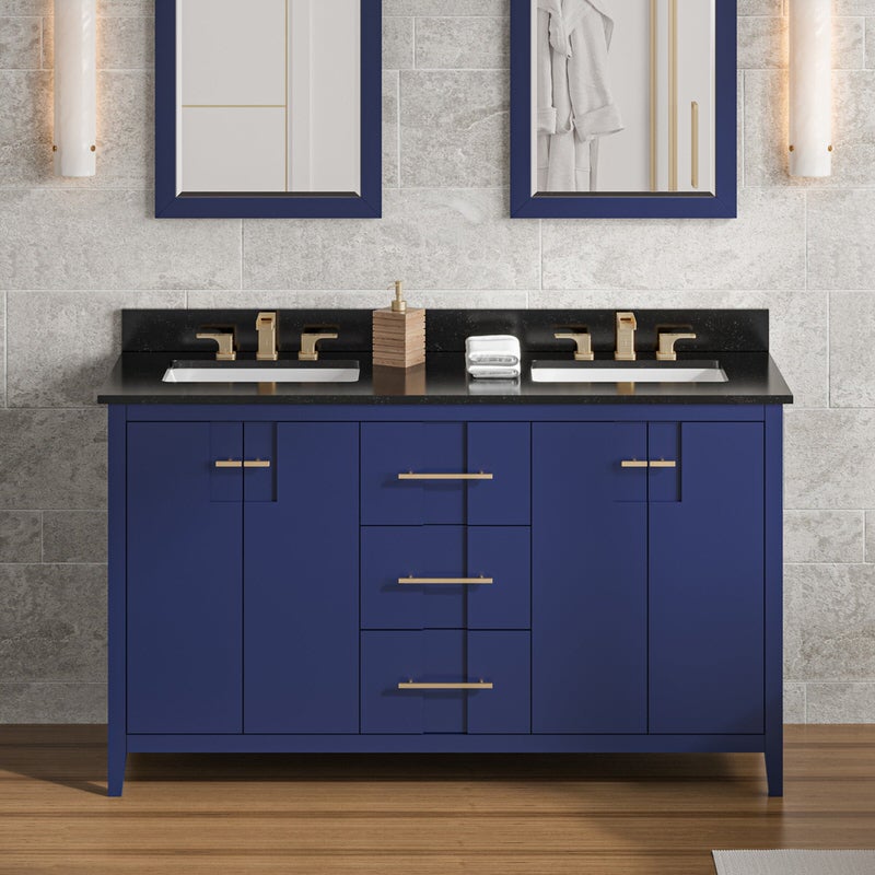 Jeffrey Alexander Katara 60-inch Double Bathroom Vanity with Top - SKU VKITKAT60BLBGR | Home Luxury USA