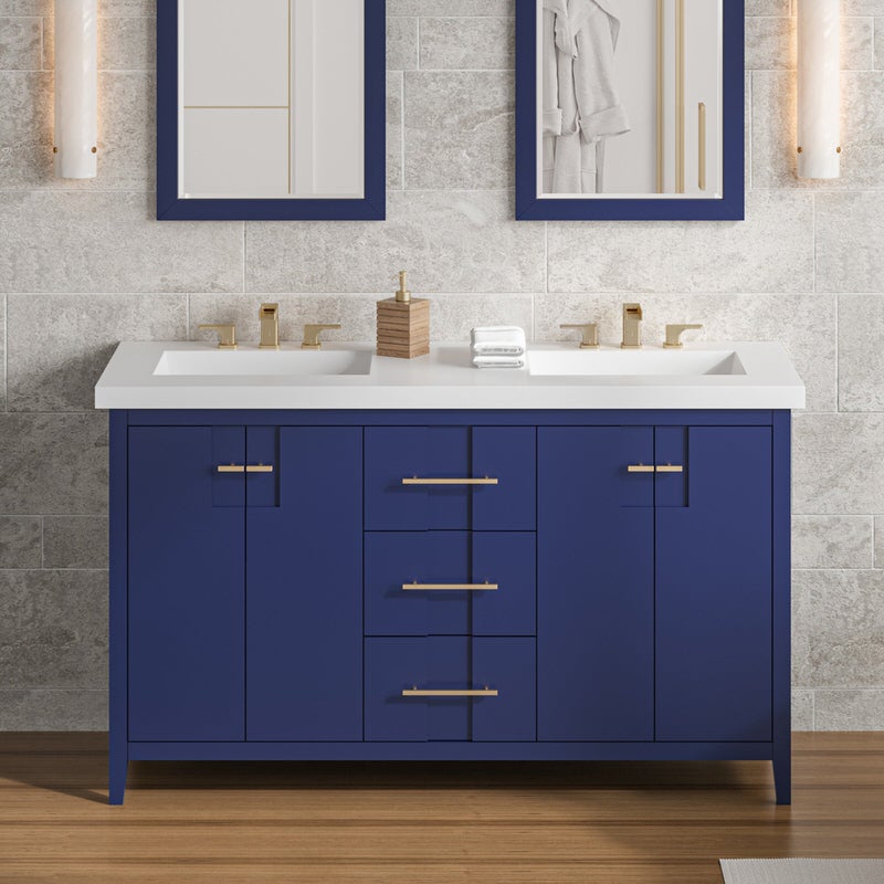 Jeffrey Alexander Katara 60-inch Double Bathroom Vanity with Top - SKU VKITKAT60BLLAR | Home Luxury USA