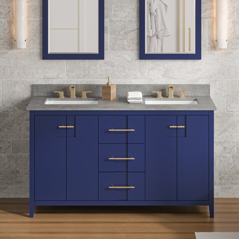 Jeffrey Alexander Katara 60-inch Double Bathroom Vanity with Top - SKU VKITKAT60BLSGR | Home Luxury USA