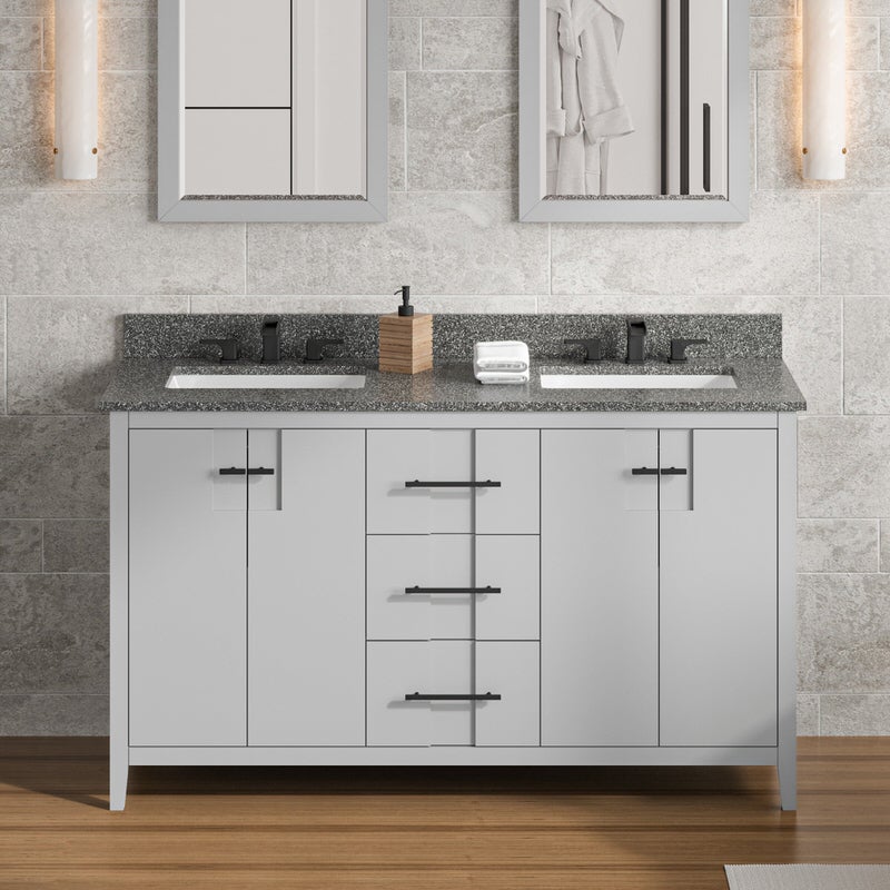 Jeffrey Alexander Katara 60-inch Double Bathroom Vanity with Top - SKU VKITKAT60GRBOR | Home Luxury USA