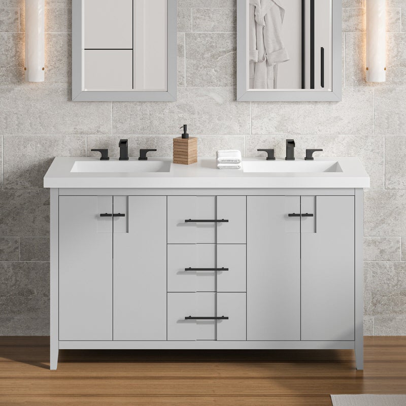 Jeffrey Alexander Katara 60-inch Double Bathroom Vanity with Top - SKU VKITKAT60GRLAR | Home Luxury USA