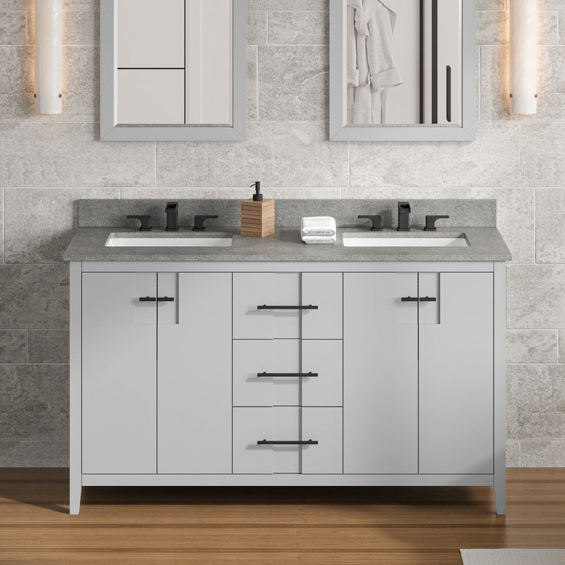 Jeffrey Alexander Katara 60-inch Double Bathroom Vanity with Top - SKU VKITKAT60GRSGR | Home Luxury USA