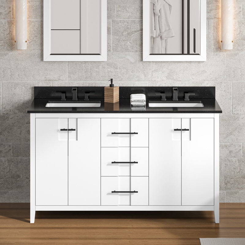 Jeffrey Alexander Katara 60-inch Double Bathroom Vanity with Top - SKU VKITKAT60WHBGR | Home Luxury USA