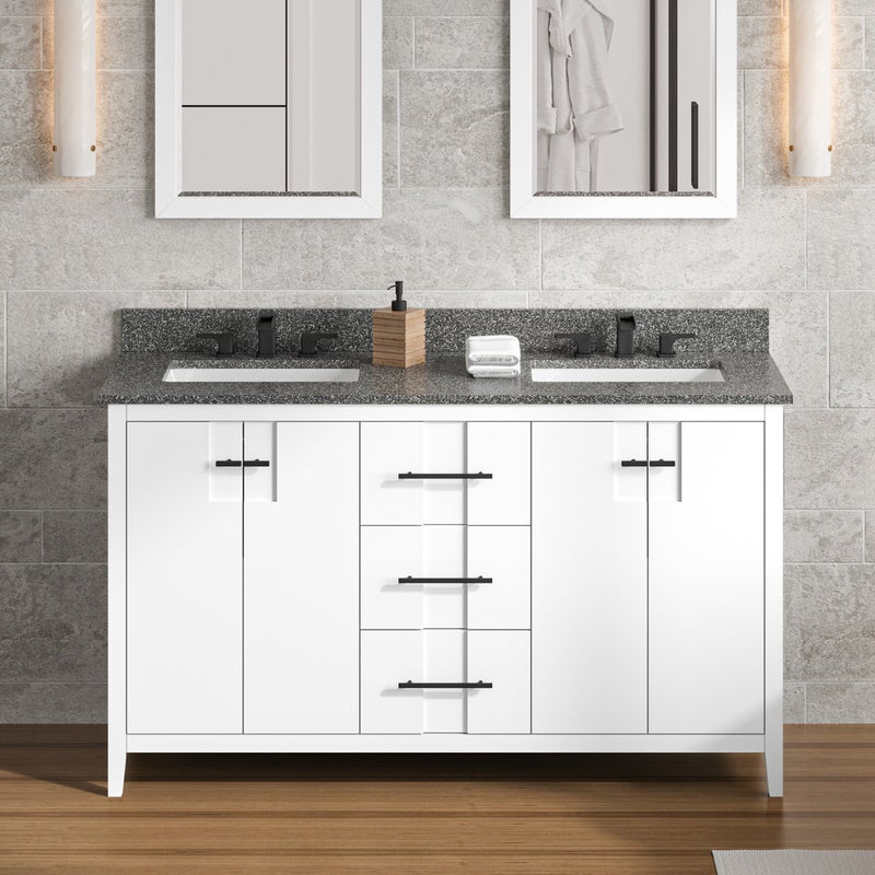 Jeffrey Alexander Katara 60-inch Double Bathroom Vanity with Top - SKU VKITKAT60WHBOR | Home Luxury USA