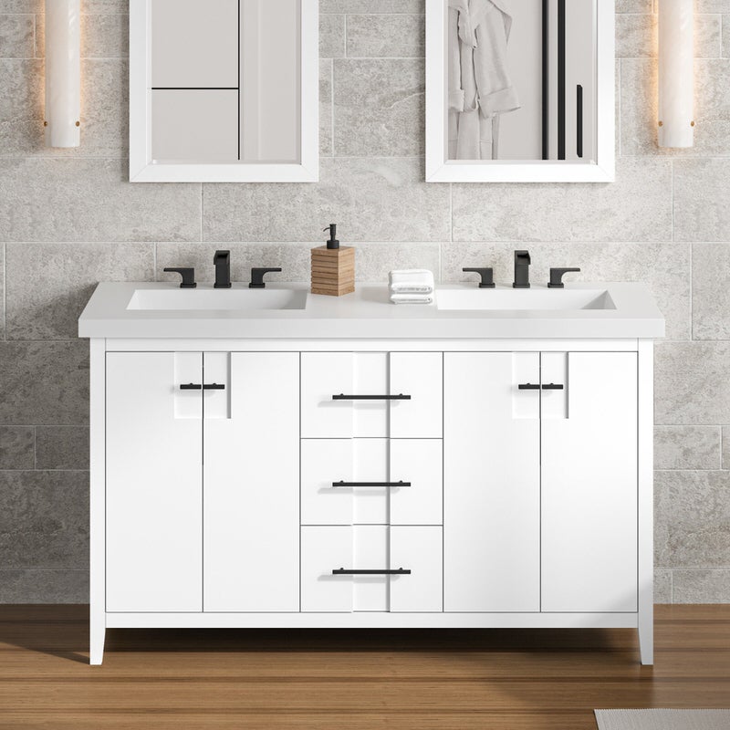 Jeffrey Alexander Katara 60-inch Double Bathroom Vanity with Top - SKU VKITKAT60WHLAR | Home Luxury USA