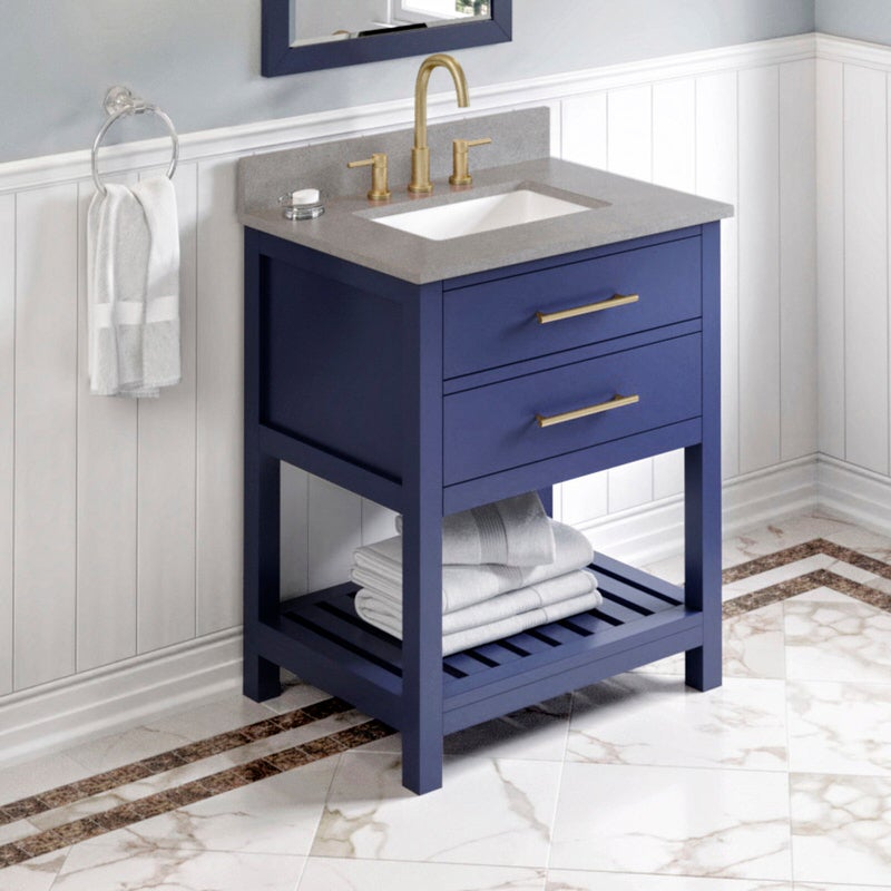 Jeffrey Alexander Wavecrest 30-inch Single Bathroom Vanity Set - SKU VKITWAV30BLSGR | Home Luxury USA