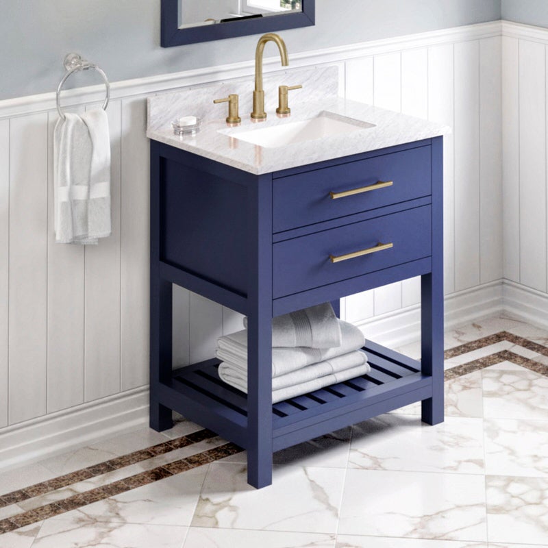 Jeffrey Alexander Wavecrest 30-inch Single Bathroom Vanity Set - SKU VKITWAV30BLWCR | Home Luxury USA