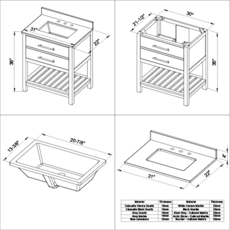 Jeffrey Alexander Wavecrest 30-inch Single Bathroom Vanity Set - SKU VKITWAV30BLBGR | Home Luxury USA