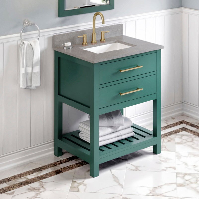 Jeffrey Alexander Wavecrest 30-inch Single Bathroom Vanity Set - SKU VKITWAV30GNSGR | Home Luxury USA