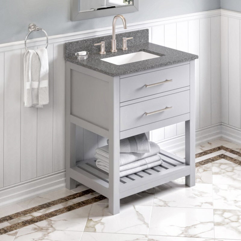 Jeffrey Alexander Wavecrest 30-inch Single Bathroom Vanity Set - SKU VKITWAV30GRBOR | Home Luxury USA