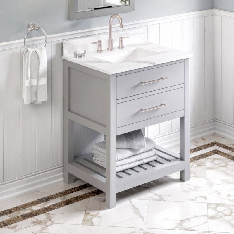 Jeffrey Alexander Wavecrest 30-inch Single Bathroom Vanity Set - SKU VKITWAV30GRCQR | Home Luxury USA