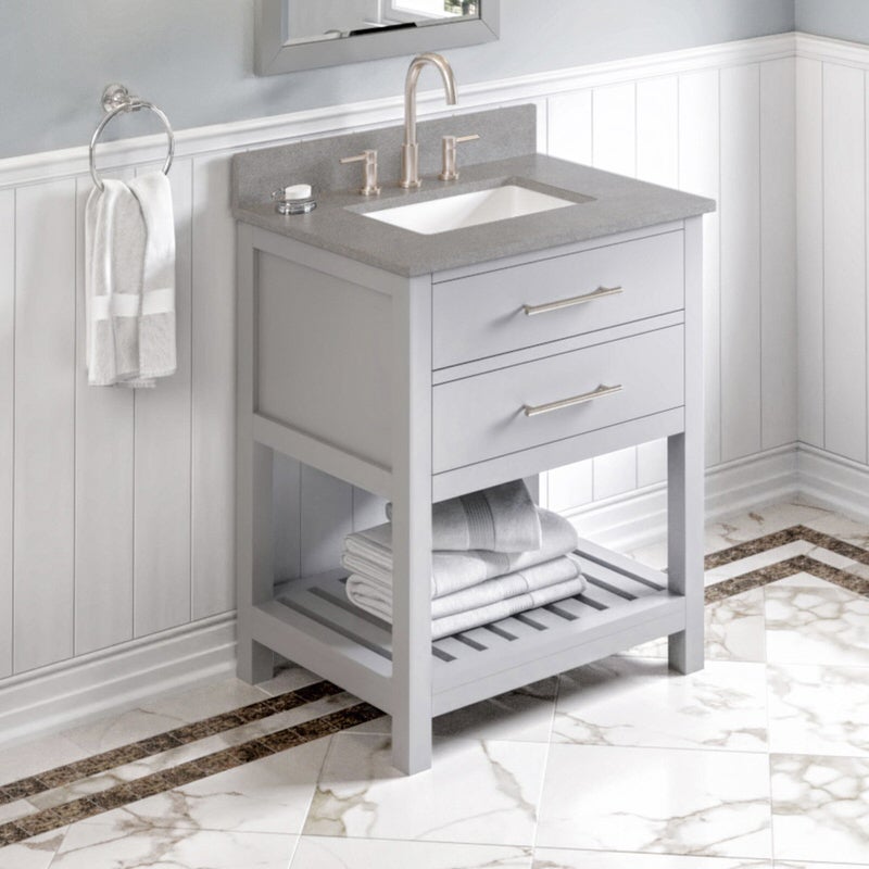 Jeffrey Alexander Wavecrest 30-inch Single Bathroom Vanity Set - SKU VKITWAV30GRSGR | Home Luxury USA