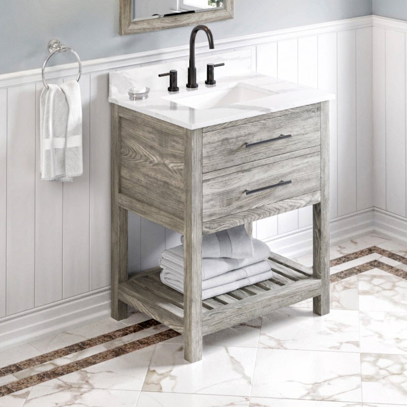 Jeffrey Alexander Wavecrest 30-inch Single Bathroom Vanity Set - SKU VKITWAV30WGCQR | Home Luxury USA