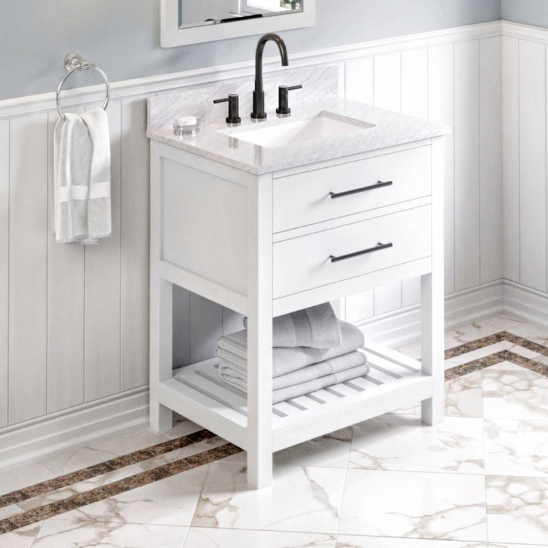 Jeffrey Alexander Wavecrest 30-inch Single Bathroom Vanity Set - SKU VKITWAV30WHWCR | Home Luxury USA