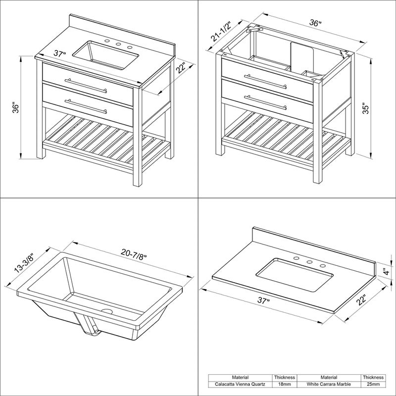 Jeffrey Alexander Wavecrest 36-inch Single Bathroom Vanity Set - SKU VKITWAV36BLBGR | Home Luxury USA