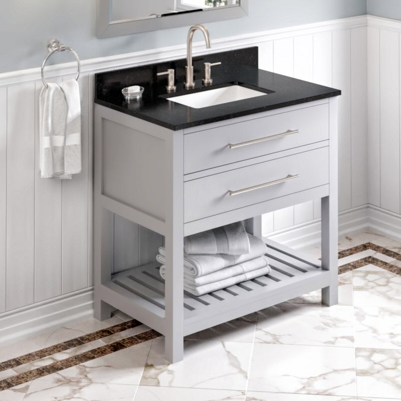 Jeffrey Alexander Wavecrest 36-inch Single Bathroom Vanity Set - SKU VKITWAV36GRBGR | Home Luxury USA