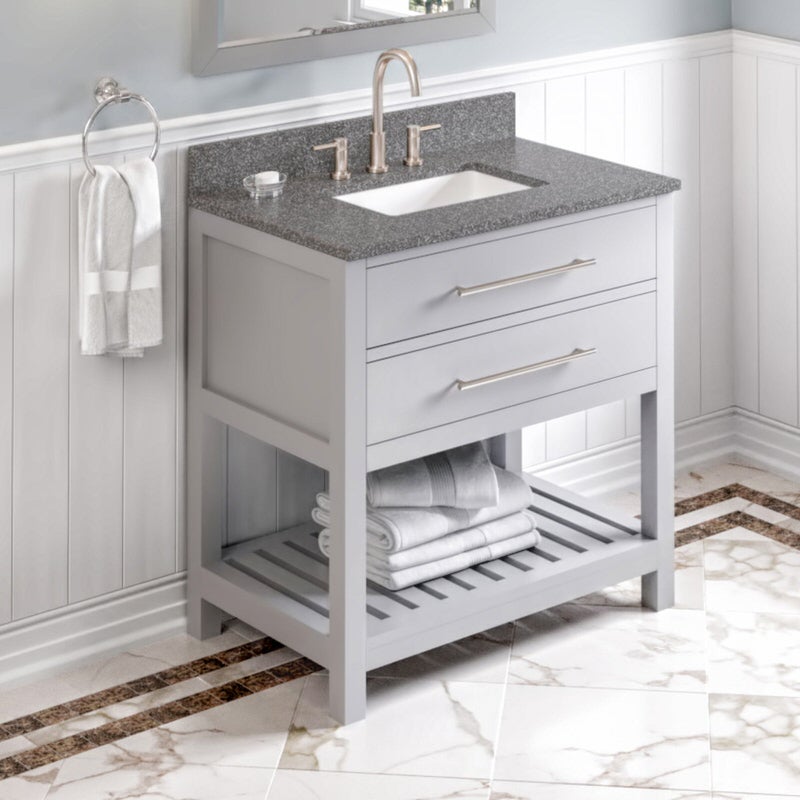 Jeffrey Alexander Wavecrest 36-inch Single Bathroom Vanity Set - SKU VKITWAV36GRBOR | Home Luxury USA