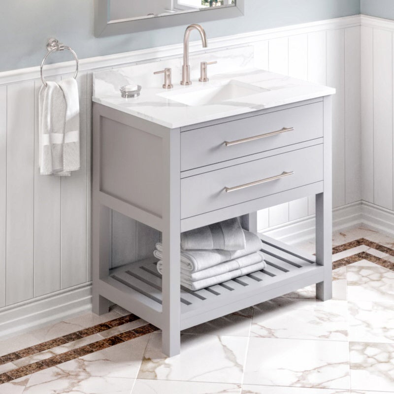 Jeffrey Alexander Wavecrest 36-inch Single Bathroom Vanity Set - SKU VKITWAV36GRCQR | Home Luxury USA