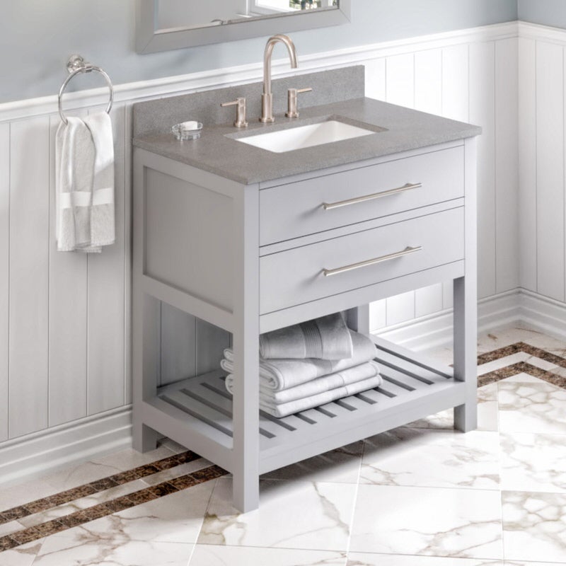 Jeffrey Alexander Wavecrest 36-inch Single Bathroom Vanity Set - SKU VKITWAV36GRSGR | Home Luxury USA