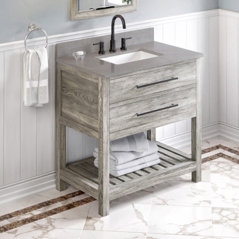 Jeffrey Alexander Wavecrest 36-inch Single Bathroom Vanity Set - SKU VKITWAV36WGSGR | Home Luxury USA