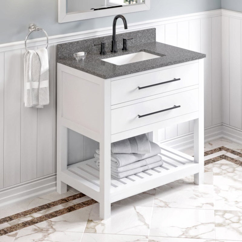 Jeffrey Alexander Wavecrest 36-inch Single Bathroom Vanity Set - SKU VKITWAV36WHBOR | Home Luxury USA