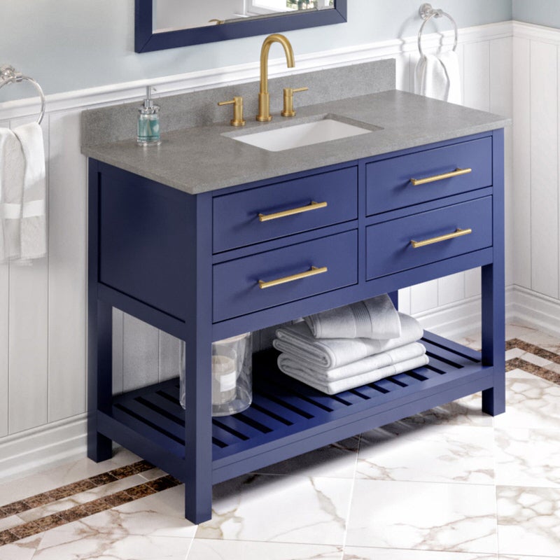 Jeffrey Alexander Wavecrest 48-inch Single Bathroom Vanity Set - SKU VKITWAV48BLSGR | Home Luxury USA