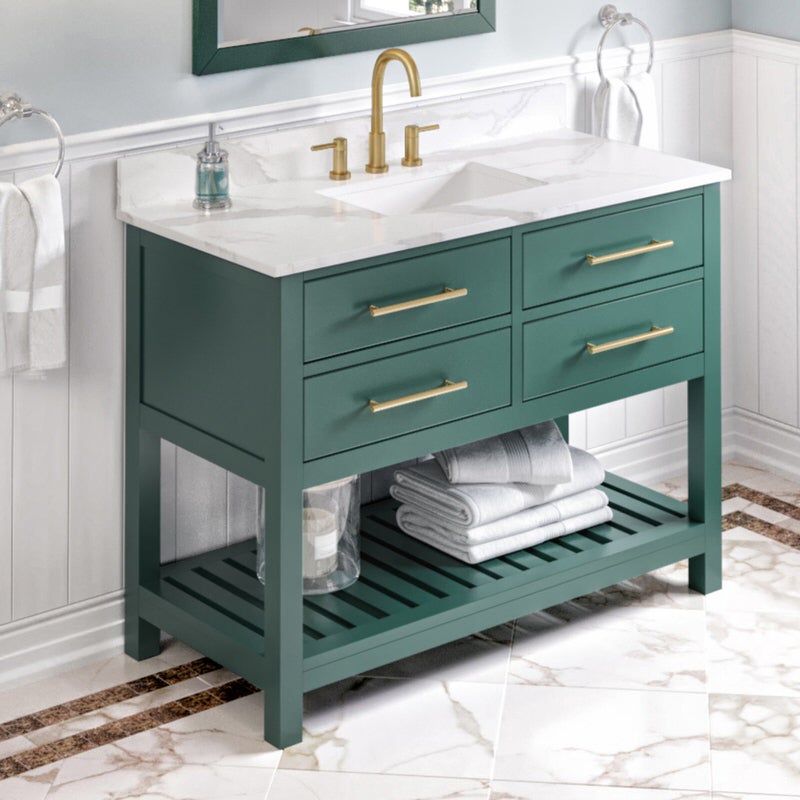 Jeffrey Alexander Wavecrest 48-inch Single Bathroom Vanity Set - SKU VKITWAV48GNCQR | Home Luxury USA