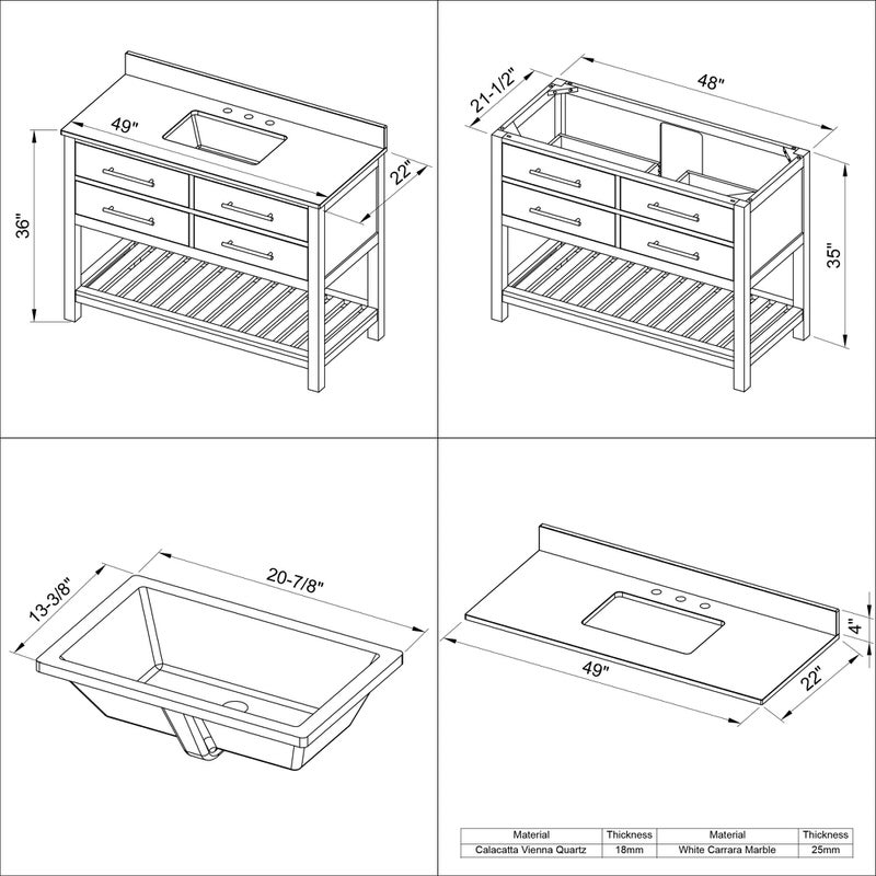 Jeffrey Alexander Wavecrest 48-inch Single Bathroom Vanity Set - SKU VKITWAV48BLBGR | Home Luxury USA