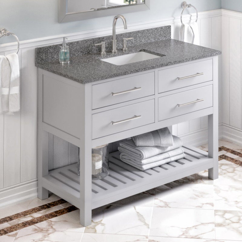 Jeffrey Alexander Wavecrest 48-inch Single Bathroom Vanity Set - SKU VKITWAV48GRBOR | Home Luxury USA