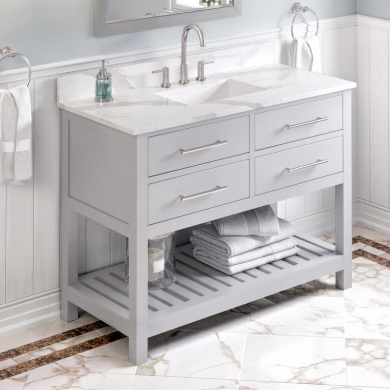 Jeffrey Alexander Wavecrest 48-inch Single Bathroom Vanity Set - SKU VKITWAV48GRCQR | Home Luxury USA