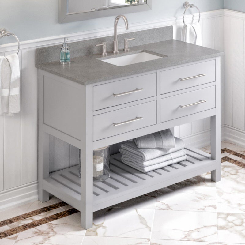 Jeffrey Alexander Wavecrest 48-inch Single Bathroom Vanity Set - SKU VKITWAV48GRSGR | Home Luxury USA